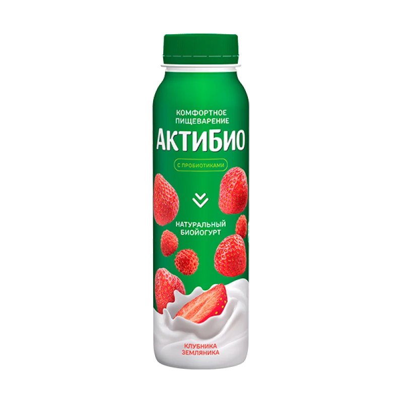 Биойогурт питьевой АктиБио Клубника-Земляника 1,5% 260 г