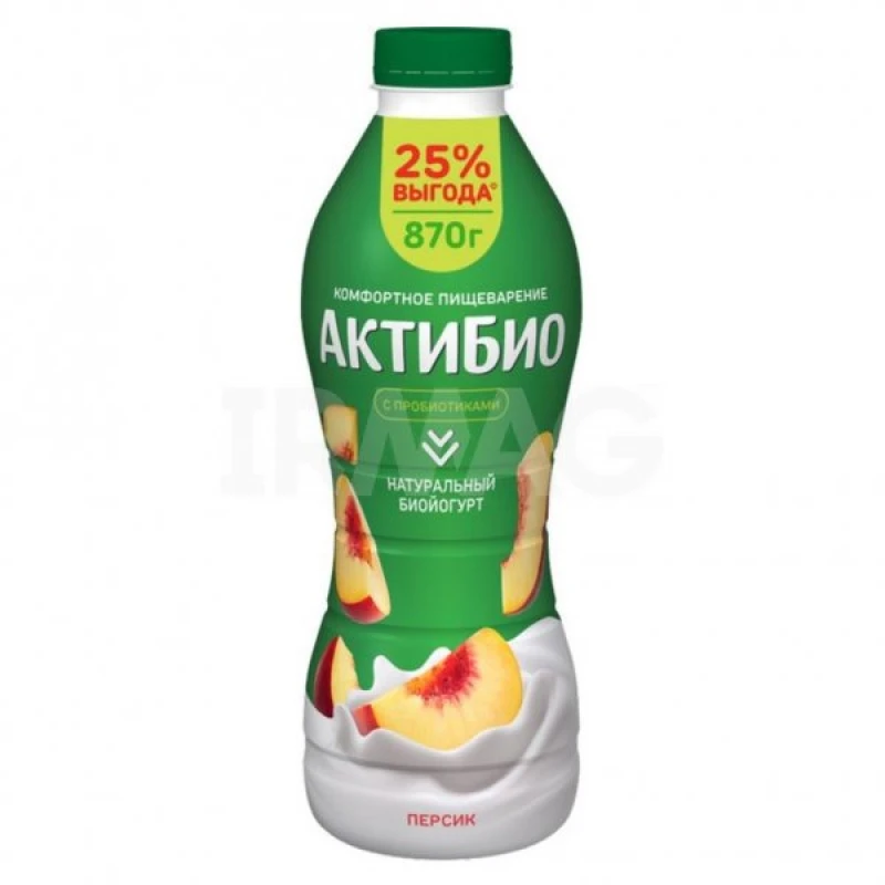 БЗМЖ АктиБио Биойогурт питьевой Персик 1,5% 870 г