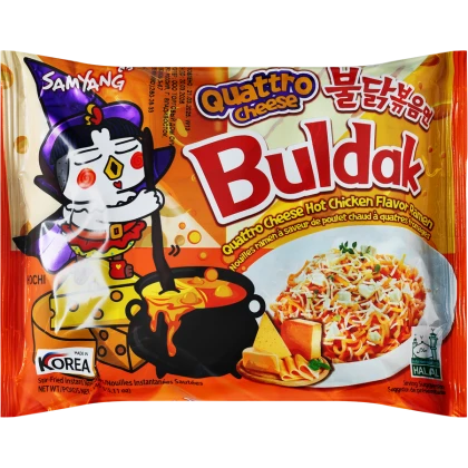 Лапша Samyang Buldak в соусе 4 сыра, со вкусом острой курицы