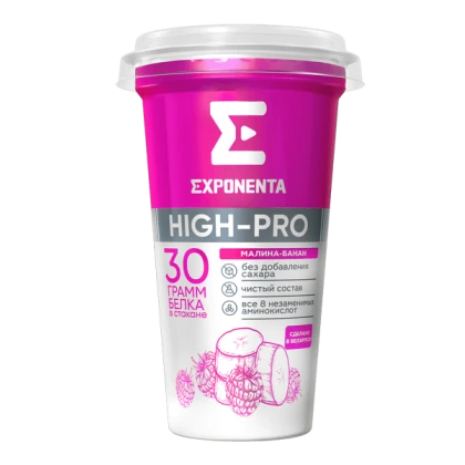 БЗМЖ Напиток Экспонента High-Pro кисломолочный обезжиренный с высоким содержанием белка малина/банан