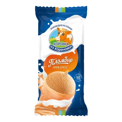Мороженое Коровка из Кореновки крем-брюле вафельный стаканчик