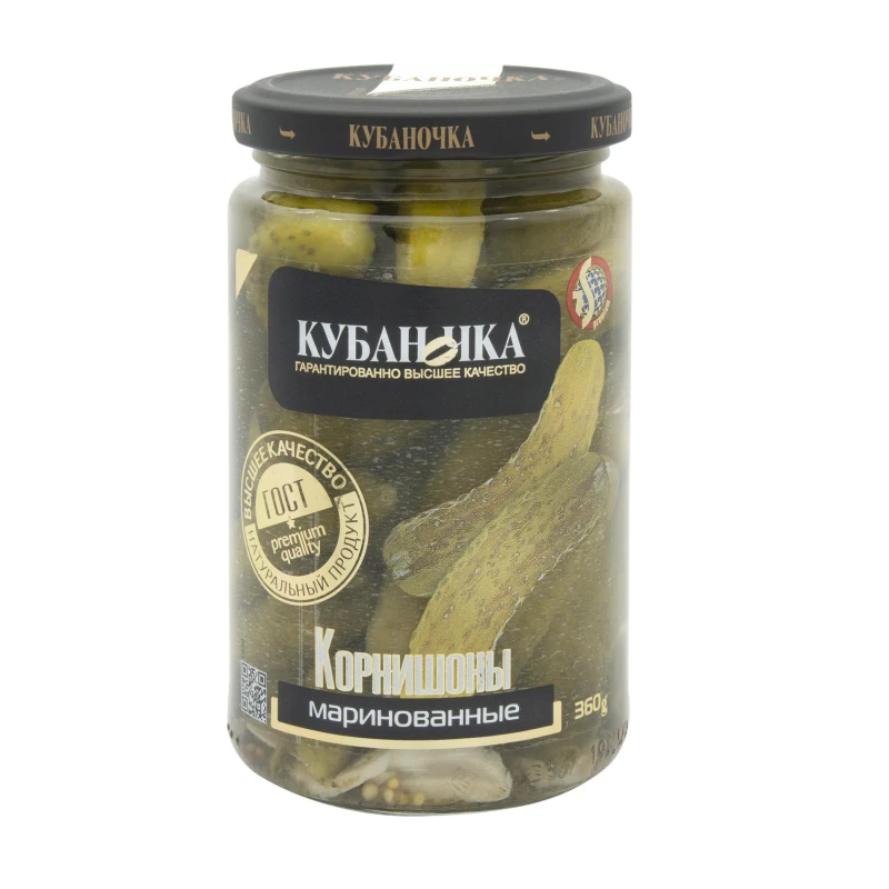 Огурцы Кубаночка корниш маринованные 360 г