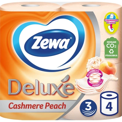 Бумага туалетная Zewa Deluxe 3 слоя 4 рулона персик