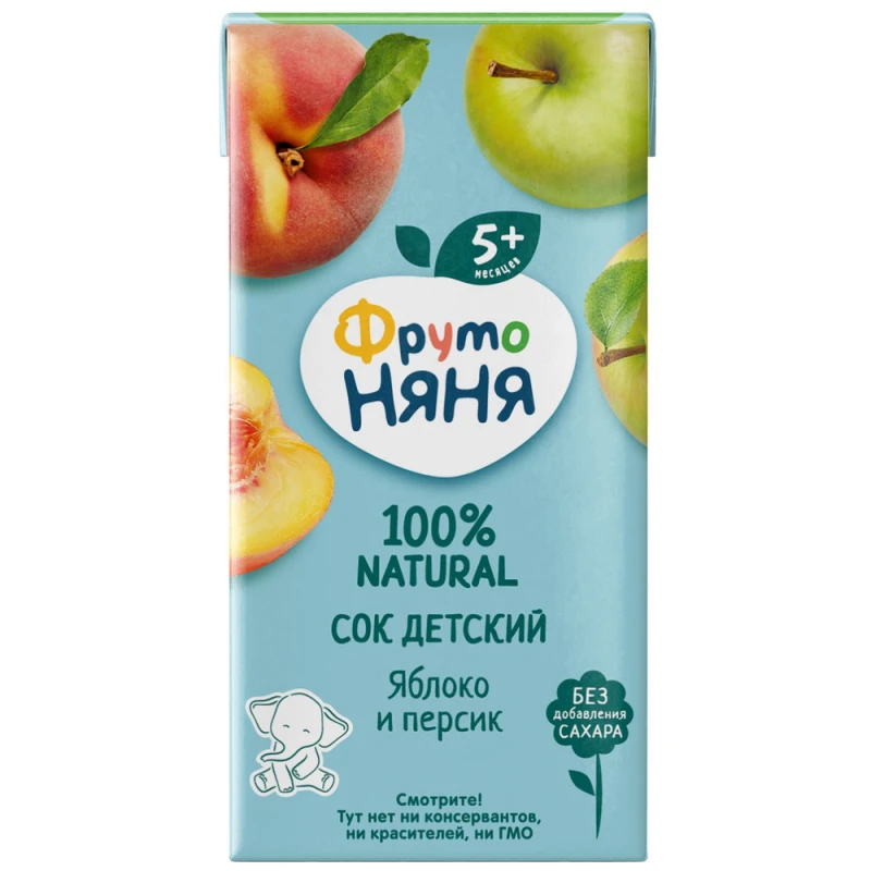 Сок Фрутоняня яблоко/персик с мякотью 0.2 л