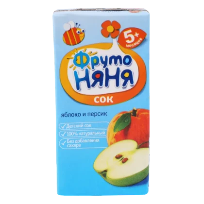 Сок ФрутоНяня яблоко-персик с мякотью неосветленный 0.5 л