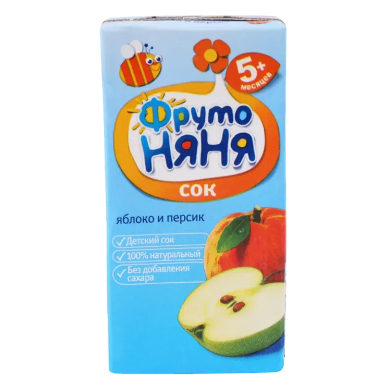 Сок ФрутоНяня яблоко-персик с мякотью неосветленный 0.5 л