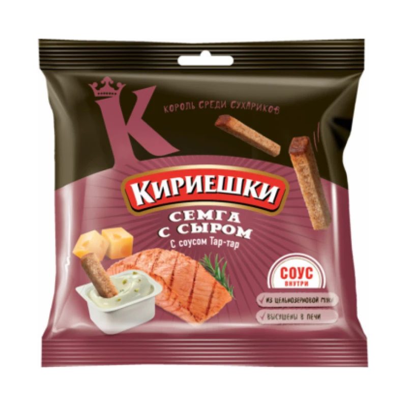 Сухарики Кириешки сыр семга с соусом