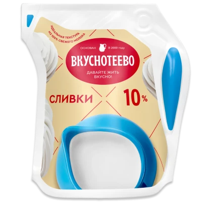Сливки ультрапастеризованные Вкуснотеево 10%