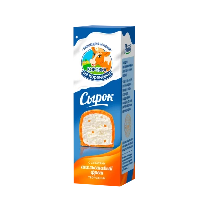 Сырок творожный глазированный Коровка из Кореновки 23% с цукатами апельсина в белом шоколаде