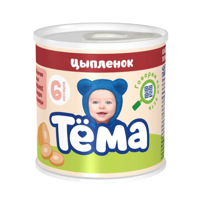Пюре Тема Цыпленок 90г ж/б — детское мясное пюре
