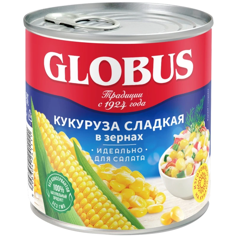 Кукуруза сладкая в зернах Глобус, 340 г