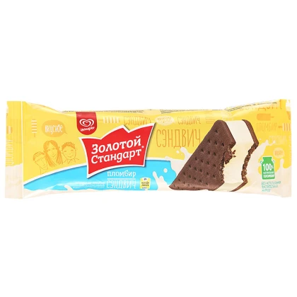 Мороженое Золотой стандарт Пломбир сэндвич