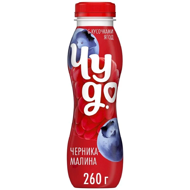 Йогурт питьевой Чудо Черника-Малина 1,9% 260г