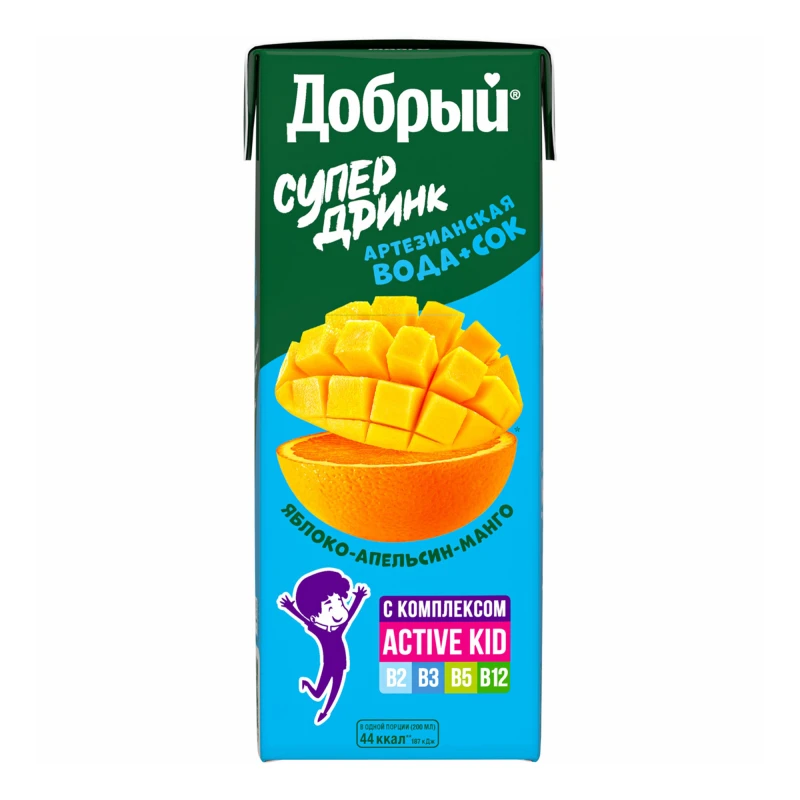Сок Добрый Active kid яблоко-апельсин-манго 0,2 л
