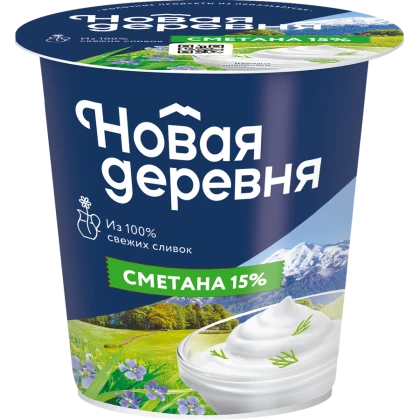 БЗМЖ Сметана Новая деревня 15% 300г стакан
