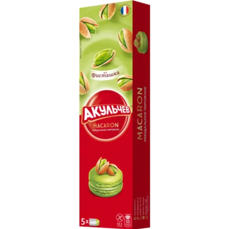 Пирожное миндальное Макарон со вкусом фисташки 60г