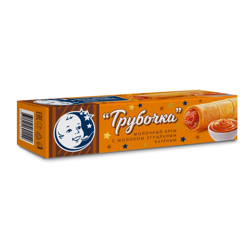 Вафельная трубочка с молочным кремом и вареной сгущенкой 65 г ТМ Пастухов