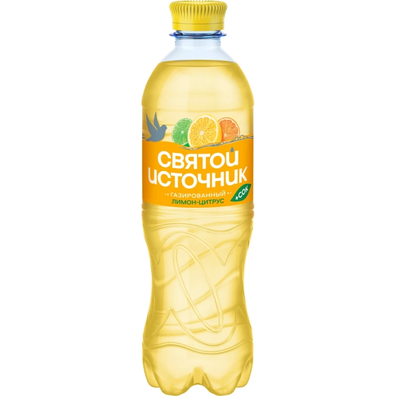 Напиток безалкогольный газированный Святой Источник Вода+Сок Лимон/Цитрус 0,5 л