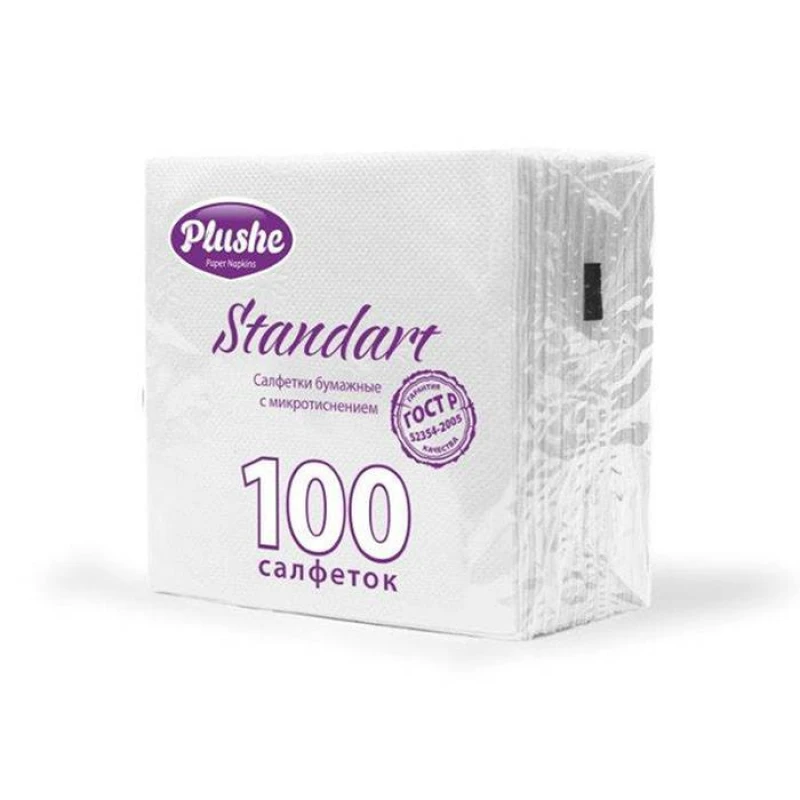Салфетки Плюше Standart 100 листов 1 слой белые/пастель
