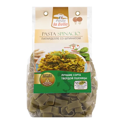 Макароны папарделле со шпинатом Pasta la Bella, 250 г