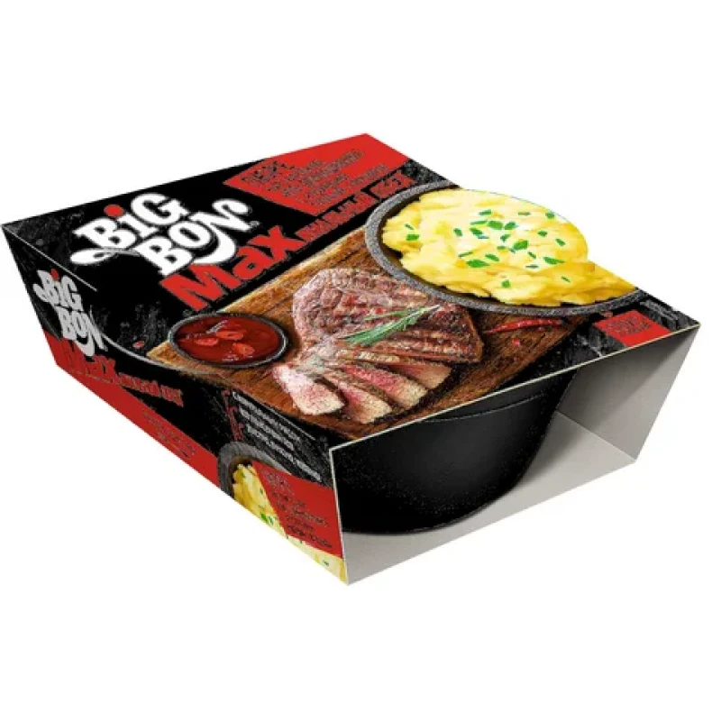 Пюре картофельное BIG BON МАХ по-домашнему с тушёной говядиной и соусом 110 г