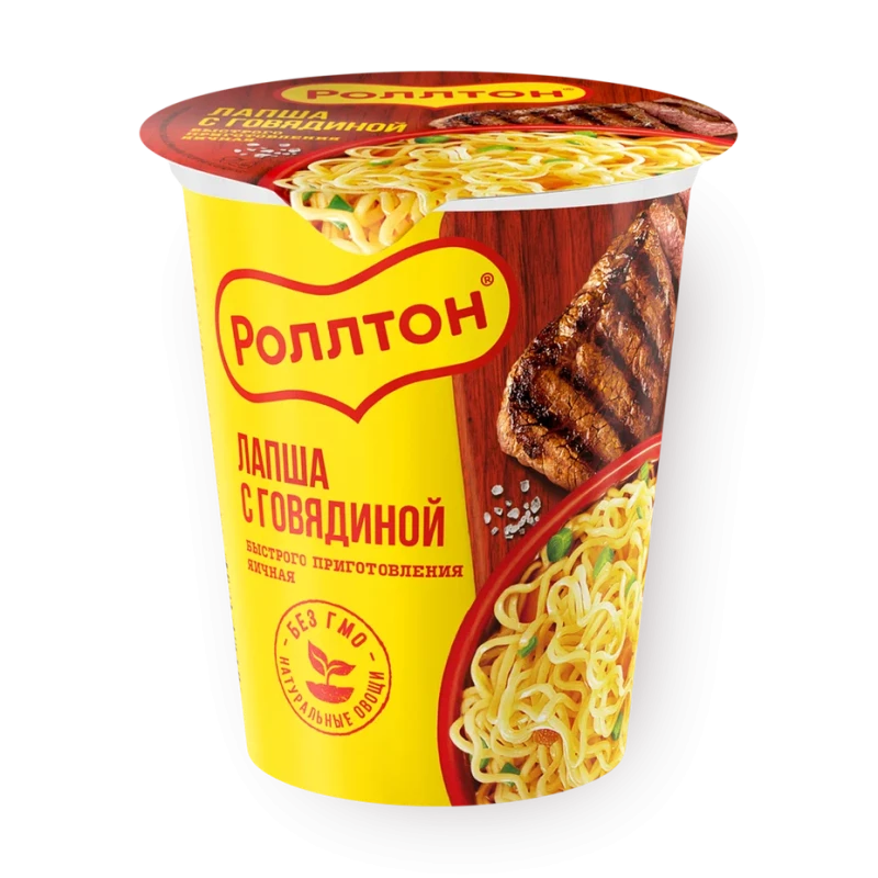 Лапша быстрого приготовления Роллтон Горячая порция с говядиной 70 г