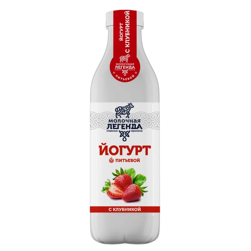 БЗМЖ Йогурт Молочная Легенда питьевой с клубникой 0,9% 900г