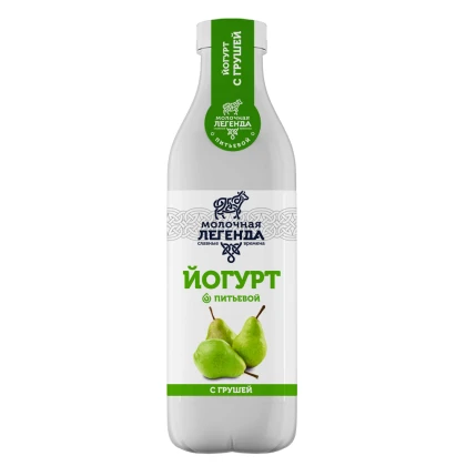 БЗМЖ Йогурт Молочная Легенда питьевой с грушей 0,9% 900г