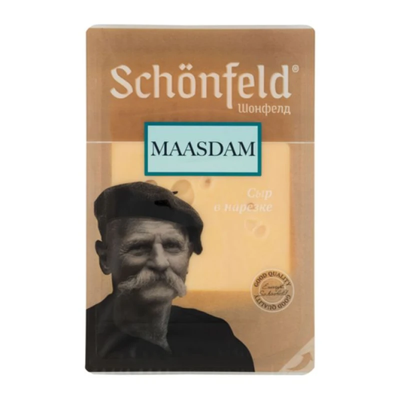Сыр Маасдам Schonfeld 45% нарезка 125 г