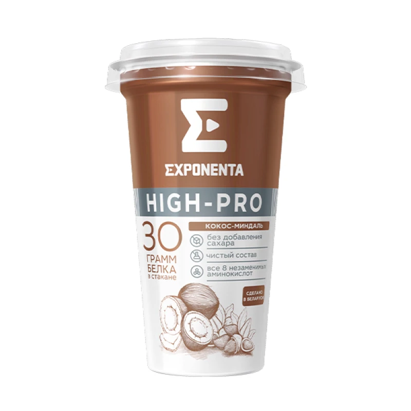 Напиток кисломолочный Экспонента High-Pro Кокос-Миндаль, 250 г