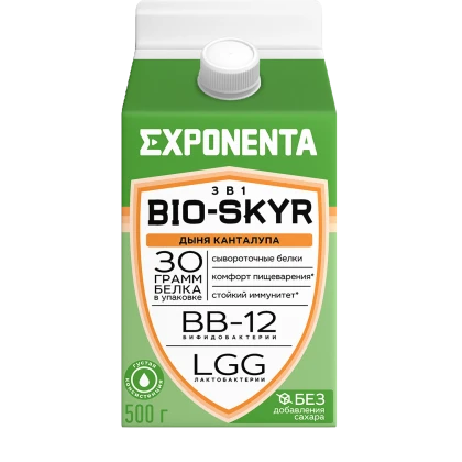 БЗМЖ Напиток Экспонента Bio-kyr к.м. обезжир.с в.с. белка 3в1 Дыня Канталупа