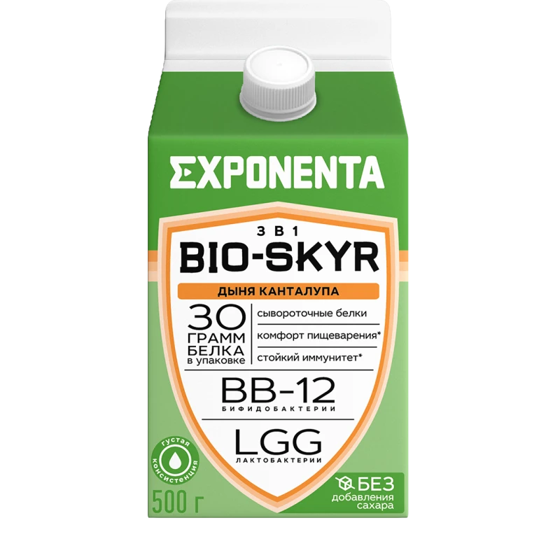 БЗМЖ Напиток Экспонента Bio-kyr к.м. обезжир.с в.с. белка 3в1 Дыня Канталупа 500г