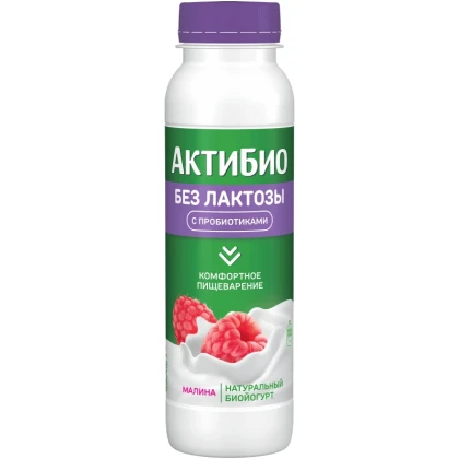БЗМЖ Биойогурт АктиБио безлактоз Малина 1,5%