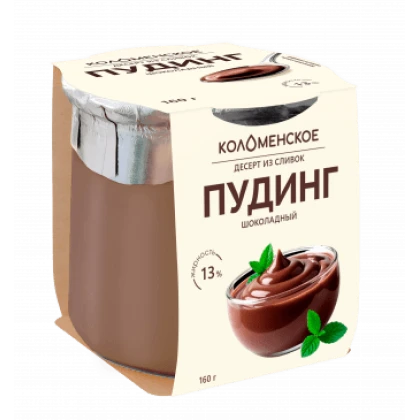 БЗМЖ Пудинг из сливок Коломенское шоколадный 13% 160г ст/б