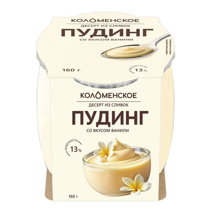БЗМЖ Пудинг из сливок Коломенское ваниль 13% 160г ст/б