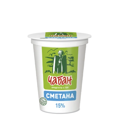 БЗМЖ Сметана Чабан 15% стакан