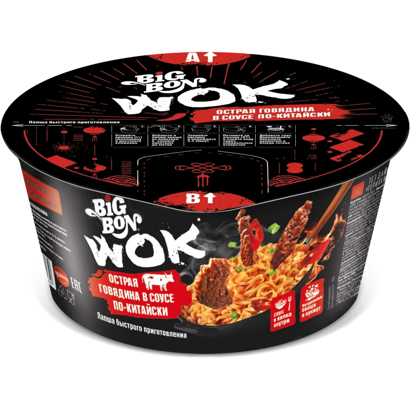 Лапша быстрого приготовления BIG BON WOK говядина 85 г