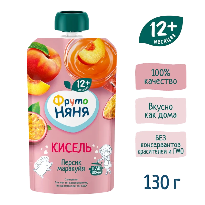 Кисель ФрутоНяня из персика и маракуйи для питания детей раннего возраста 130г