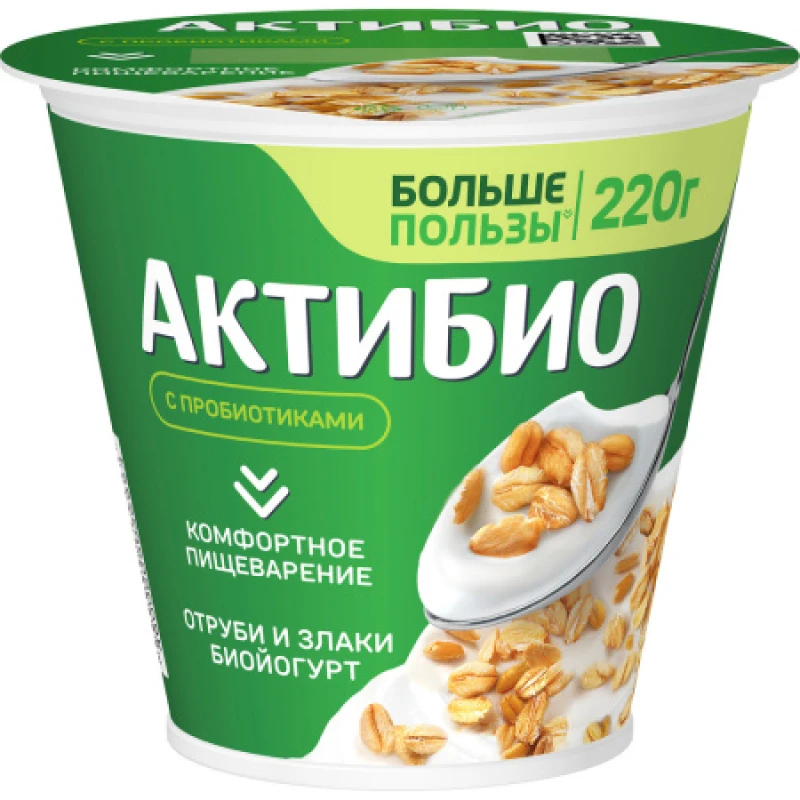 Биойогурт АктиБио Отруби и Злаки 2,9% 220 г