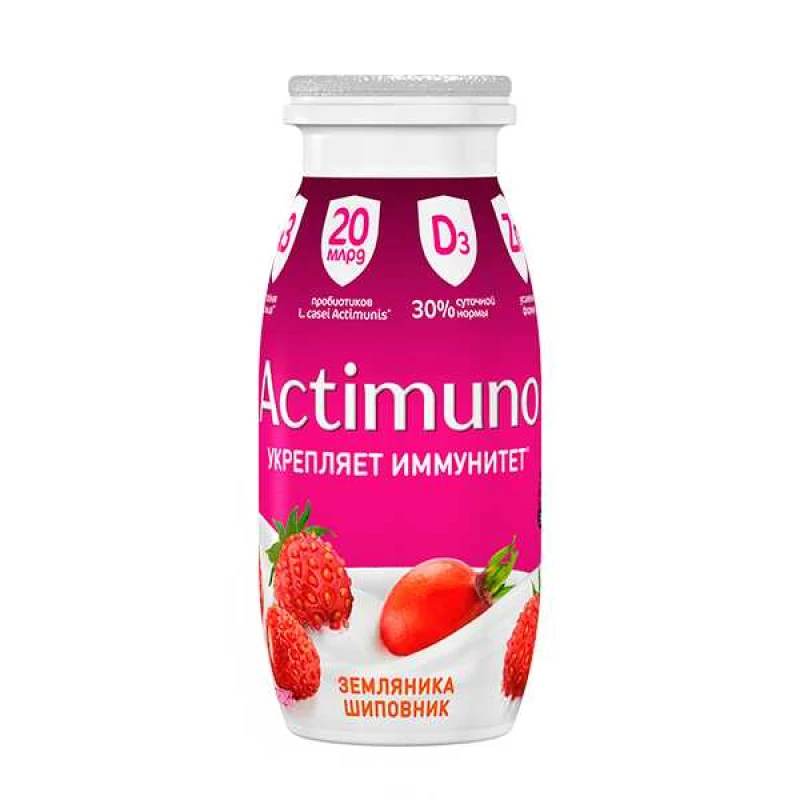 Кисломолочный продукт Актимуно Земляника-Шиповник 1,5% 95 г