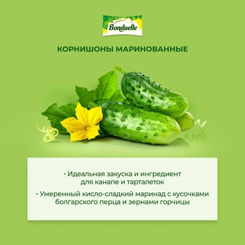 Огурцы Бондюэль корниш 3-6см маринованные 580 г