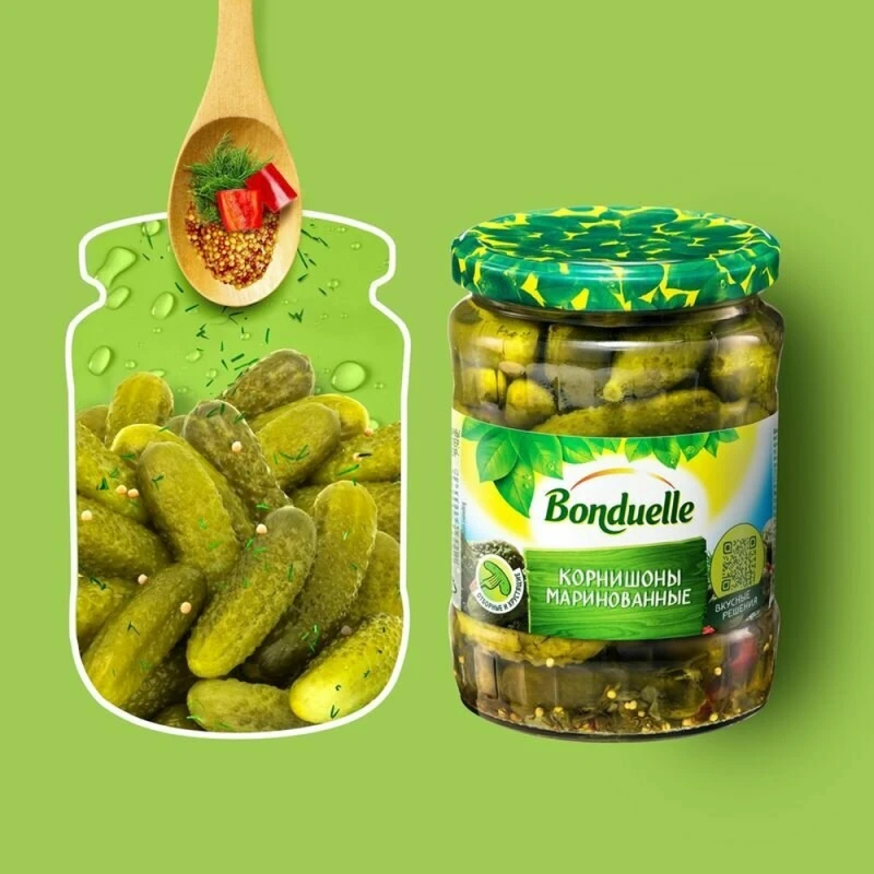 Огурцы Бондюэль корниш 3-6см маринованные 580 г