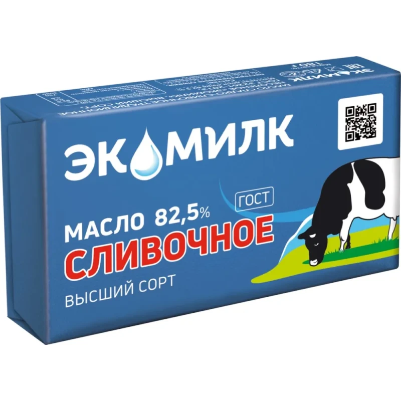 Сливочное масло Экомилк ГОСТ 82,5% высший сорт 180г
