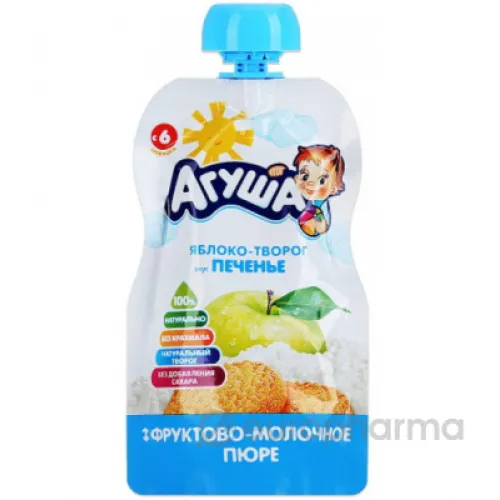 Пюре Агуша Яблоко-Творог-Печенье с 6 мес 90 г