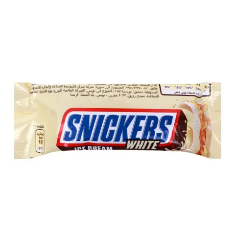 БЗМЖ Мороженое молочное SNICKERS WHITE с карамелью и арахисом, в белой глазури,40,8 гр