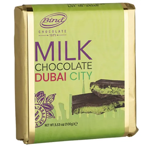 Шоколад молочный с фисташковой начинкой и тестом кадаиф Dubai City Bind 100г