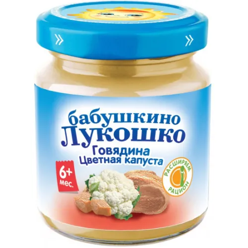 Пюре Бабушкино Лукошко с 6 мес. Говядина цветная капуста 100 г
