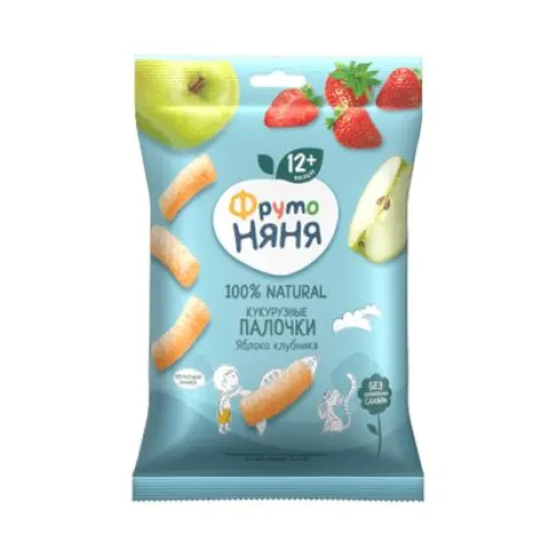Палочки кукурузные ФрутоНяня яблоко-клубника 20г