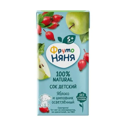Сок Фрутоняня яблоко шиповник осветленный, 0,2л