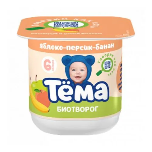 БЗМЖ Тема Биотворог Яблоко Персик Банан 4% 95г